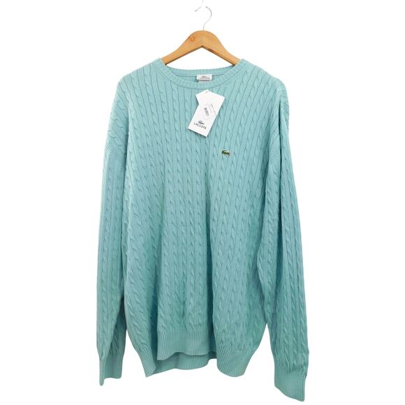 Lacoste Other - NWT‎ Lacoste Men's Light Blue Cable Knit Supima Cotton Sweater Size 7/XXL